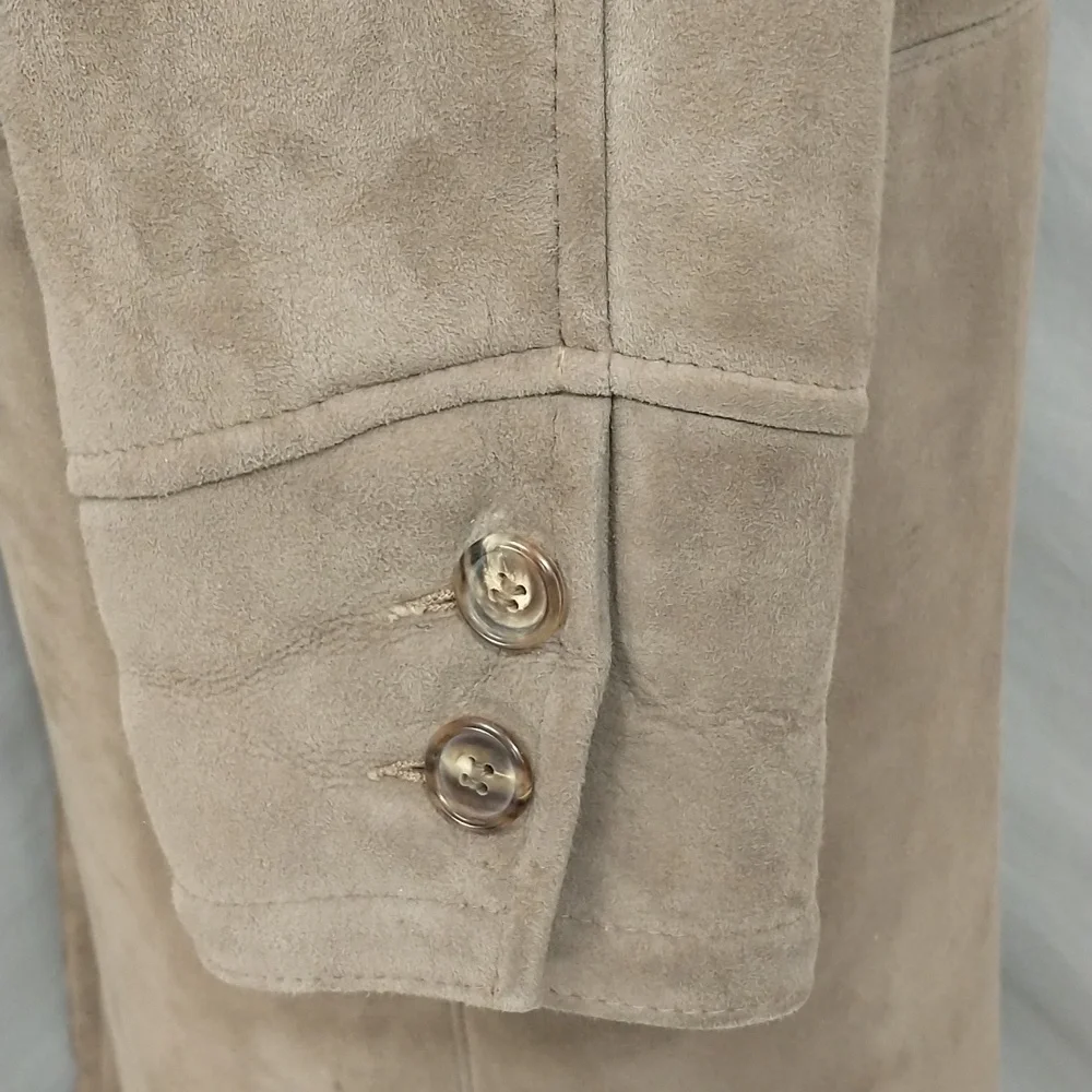 Vintage Shearling Coat USA Made Sawyer Napa Taupe Maxi Oversized Warm SeeMeasure - Picture 7 of 16